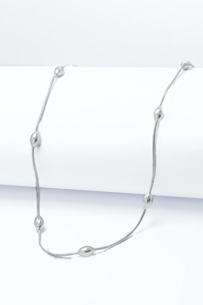 DEARWİSH Silver Color Dorika Model 316L 60 cm Stainless Steel Chain
