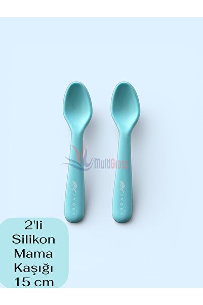 Multiamo 2'li Silikon Mama Kaşığı 15 cm %100 Silikon BPA Free