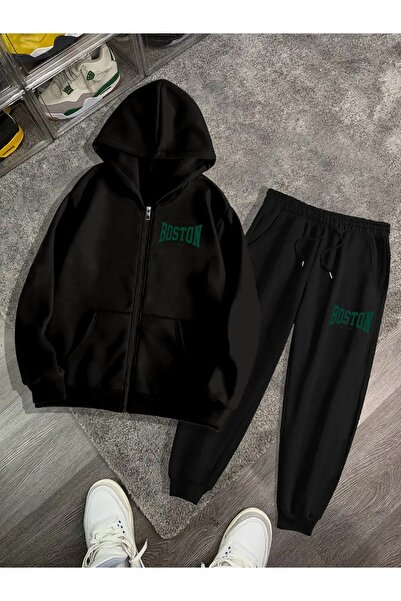 LORVANIY Unisex Design Printed 3 Thread Ş Fleece-Lined K Hooded Tracksuit Set