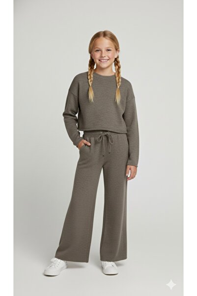 ADA YILDIZ KİDS Set tricotaje pentru fete, bej închis, partea inferioară și p...