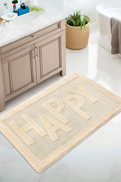 Konfor Halı Natural Non-Slip Base Bath Mat Long Lasting Soft Textured Water A...