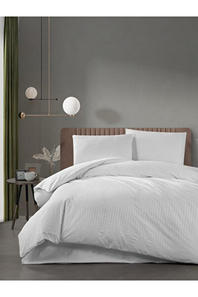 Miabella Home طقم غطاء لحاف مخطط مزدوج من القطن والساتان، طقم غطاء لحاف من نو...