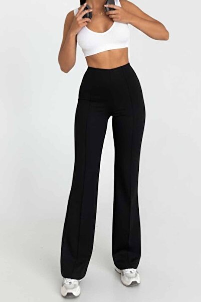 vynor atelier بنطلون ضيق عالي الخصر حواف أسطوانية واسع الأرجل - بنطلون ضيق بم...