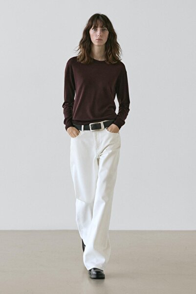 Massimo Dutti %100 yün ince triko bisiklet yaka kazak