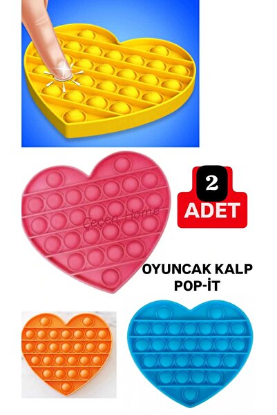 ÇEÇEN HOME (2 Adet) Kalp Popit Duyusal Stres Oyuncak Pop-It Push Bubble Fidge...