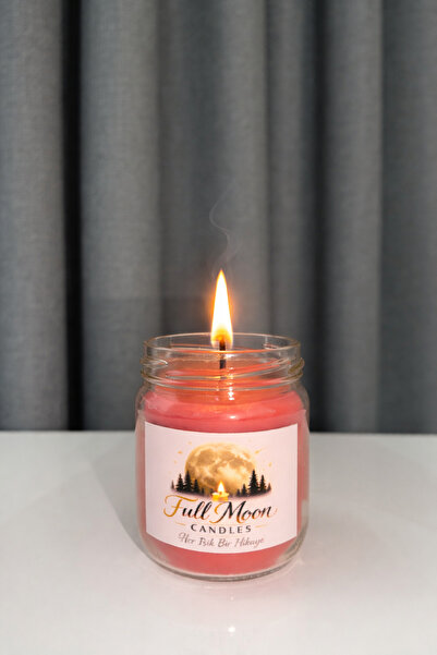 Full Moon Candles El Yapımı Soya Mum Kokulu-Cam Kavanoz-Dekoratif Mum
