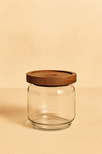 Kitchen Way Acacia Gasket Lid Borosilicate 500ml Jar Kw-783