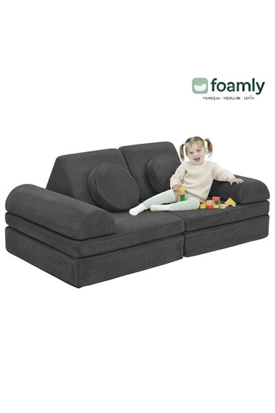 foamly PUZZLE Fitilli Kadife Modüler Çocuk Oyun Minderi Ve Kanepesi Tamamen S...