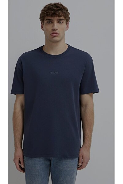 Mavi yeni sezon Logo LACİVERT Basic İnterlok Tişört Loose Fit / Bol Rahat Kes...