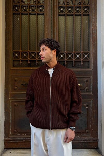 Flaw Wear Zippered Knitwear Cardigan Brown