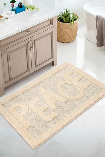 Konfor Halı Natural Non-Slip Base Bath Mat Long-Lasting Soft Textured Water-A...