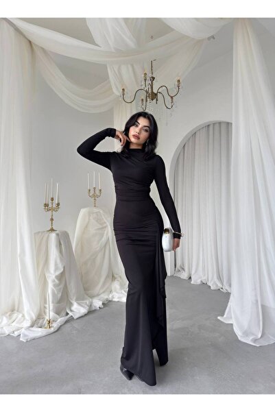 EtikaOnline Uzun Kollu Kapalı Uzun Tasarım Elbise
