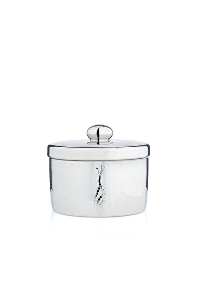 Blends وعاء فضي للتمر بغطاء ونقشة خرز من تيلا