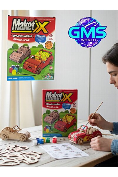 EVASAN ARABA AHŞAP MAKET BOYAMA SETİ (EL BECERİSİ KAZANDIRIR)
