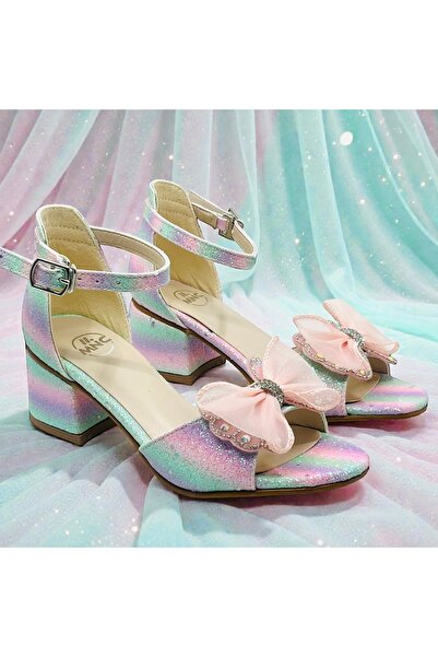 Guppy Kids Girl's Glitter Bow Detailed Heeled Shoes