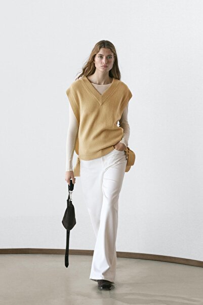 Massimo Dutti V yaka bağcık detaylı önlük