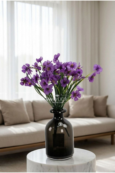 Yapay Çiçek Deposu باقة زهور اصطناعية مكونة من 18 زهرة سيينا مقاس 30 سم باللو...