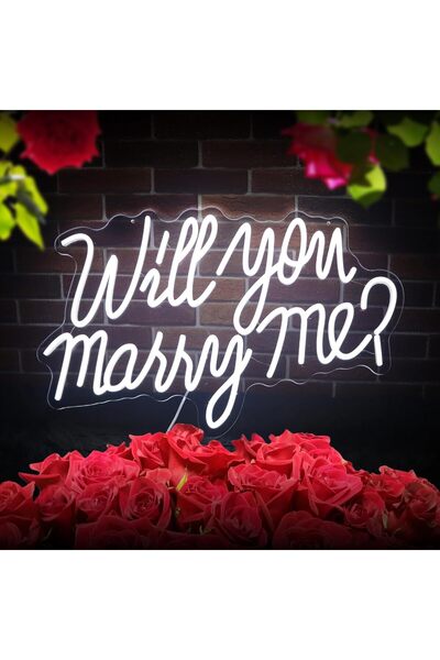 Slasa Will You Marry Me Neon Sign LED 55x35 cm – White Wedding & Proposal Decor