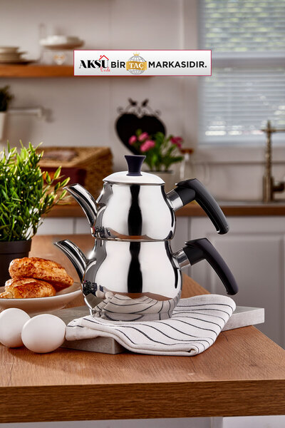 AKSU Set ceainic mini din oțel inoxidabil Küre 0,80-1,20 lt