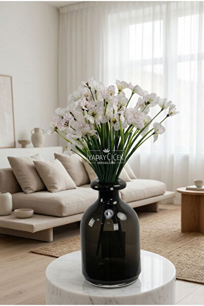 Yapay Çiçek Deposu باقة زهور اصطناعية مكونة من 18 زهرة سيينا مقاس 30 سم باللو...