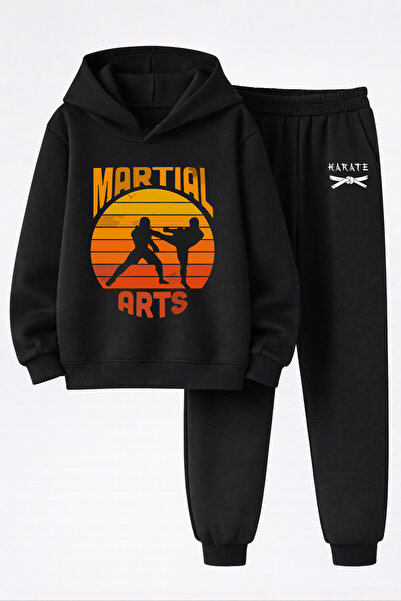 MAGORS طقم رياضي للأطفال مكون من سترة وبنطلون رياضي مطبوع بتصميم الكاراتيه بث...