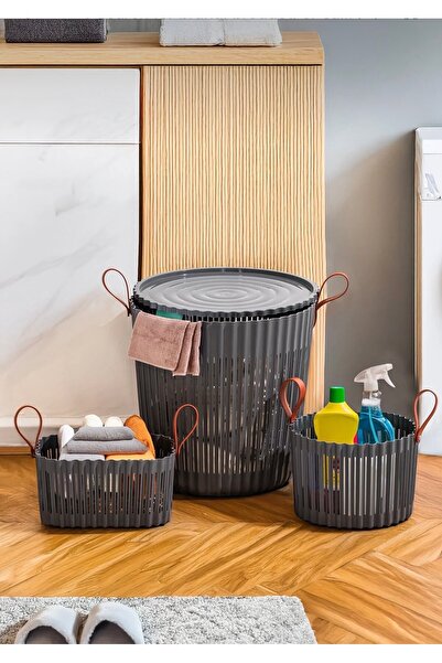 Sungroup FLEXION Ανθρακί Σετ Καλαθιών 3 Τεμαχίων - Οργανωτής Κουζίνας Μπάνιου...