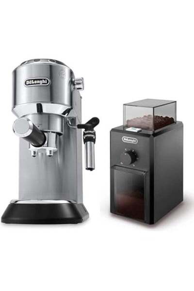 De'Longhi Delonghi Dedica Espresso Machine Silver with Electric Coffee Grinder