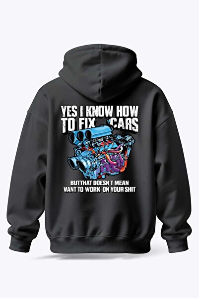 BJACKS هوديي Fix Cars بغطاء رأس – سترة ميكانيكية من نوع Motor Block مطبوع ملا...