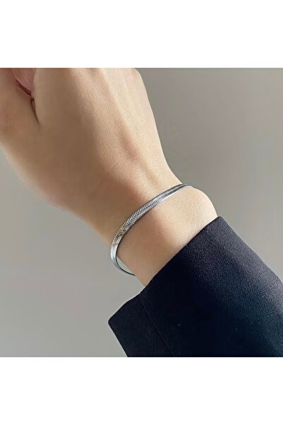 SELUVİA Stainless Steel Unisex Italian Chain Bracelet |   Crushed Chain Mediu...