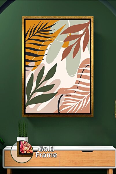 KOSS Dijital Εικόνα σε καμβά με αφηρημένο σχέδιο με φύλλα σε στυλ Boho με μον...