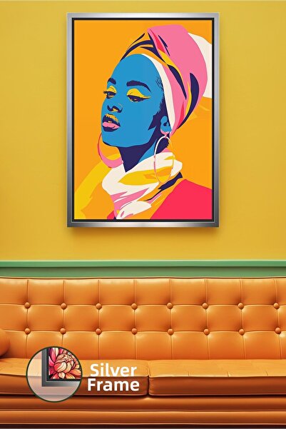 KOSS Dijital Portret colorat de femeie afro, decor modern de perete, sufrager...