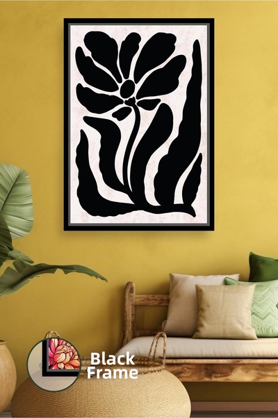 KOSS Dijital Ασπρόμαυρη αφηρημένη ζωγραφική με λουλούδια Διακόσμηση τοίχου Bo...