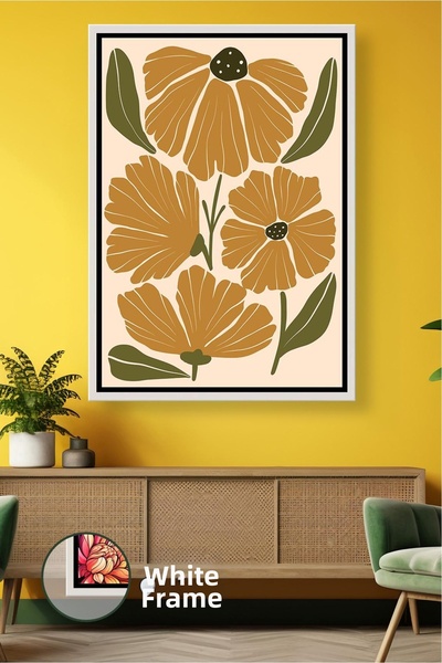 KOSS Dijital Model de flori în tonuri de muștar de inspirație boemă, decor na...