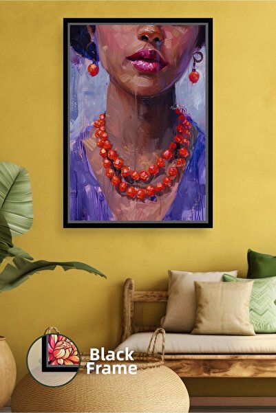 KOSS Dijital Pictură pe pânză înrămată cu portret înrămat, cu detaliu al buze...