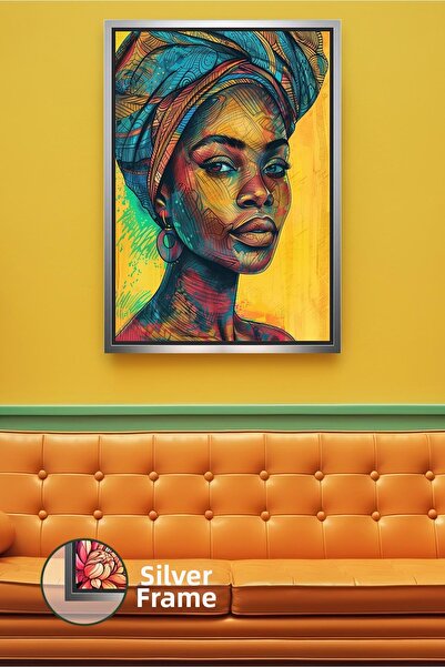 KOSS Dijital Femeie africană în hijab, portret, temă africană, decor modern p...