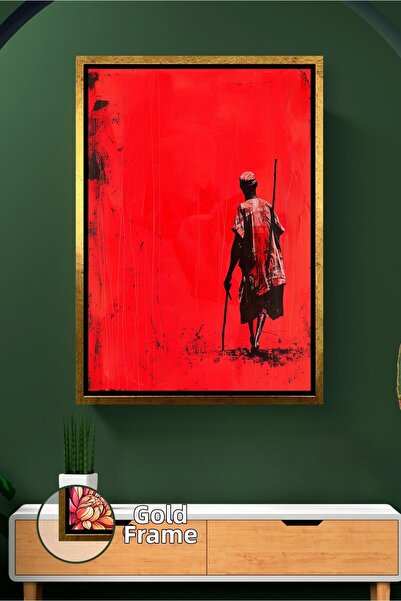 KOSS Dijital Figurină africană masai care mers pe jos, cu fundal roșu, scenă ...