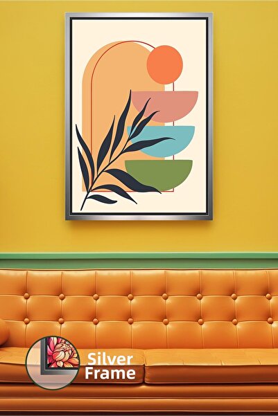 KOSS Dijital Decor de perete modern cu frunze în formă geometrică colorată, d...