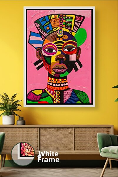 KOSS Dijital Mască africană colorată, figură de față, model geometric, fundal...