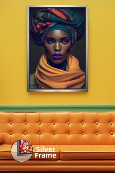 KOSS Dijital Portret de femeie cu hijab, fundal închis, decor elegant de pere...