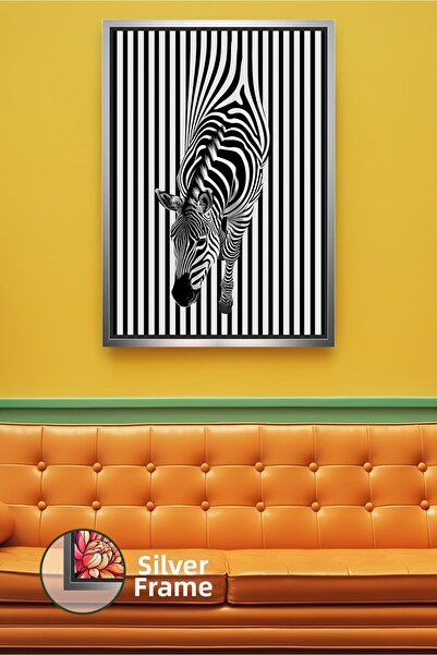 KOSS Dijital Pictură cu zebră alb-negru, în dungi, figură modernă de animal, ...