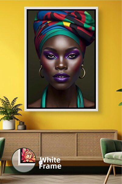 KOSS Dijital Portret de femeie africană cu o eșarfă multicoloră, idee modernă...