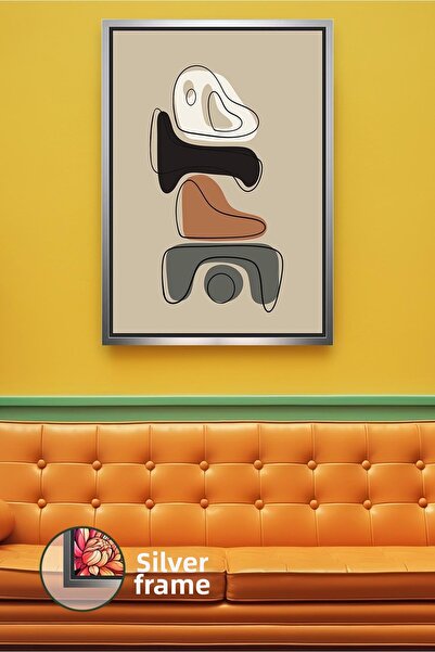 KOSS Dijital Artă boemă, forme abstracte, pictură pe pânză înrămată, în tonur...