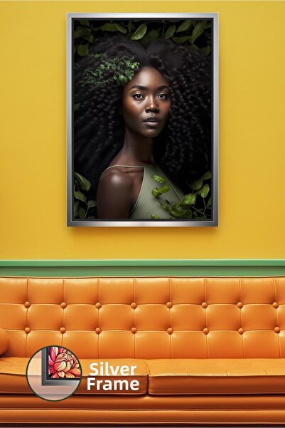 KOSS Dijital Portret de femeie cu frunze naturale, decor de perete calm pentr...