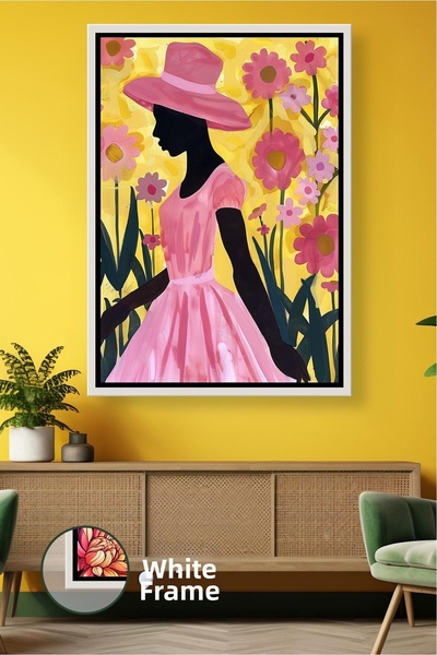 KOSS Dijital Siluetă de femeie africană în pălărie, cu tematică de grădină de...