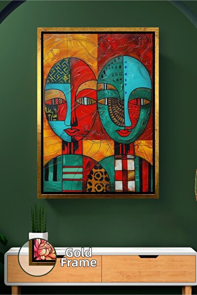 KOSS Dijital Măști africane, figură dublă, model tribal, artă etnică, pictură...