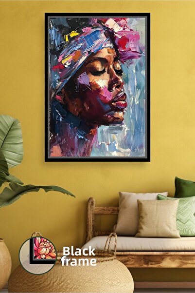 KOSS Dijital Portret de femeie africană, lucrare abstractă a feței, textura c...