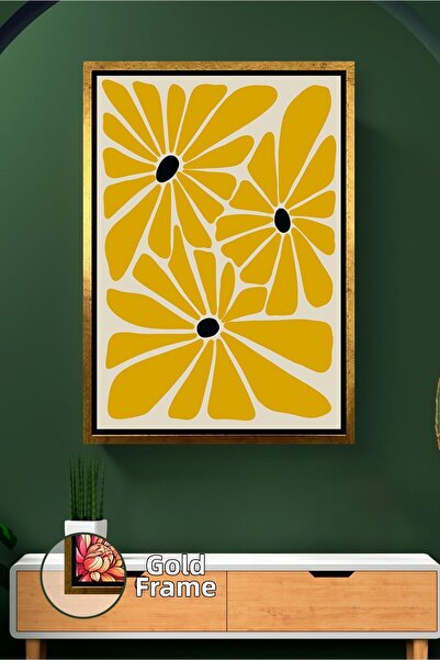 KOSS Dijital Decor de perete abstract boho cu flori galbene, stil boem, pictu...