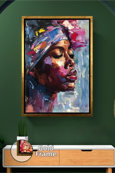 KOSS Dijital Portret de femeie africană, lucrare abstractă a feței, textura c...