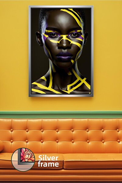 KOSS Dijital Figurină de față de femeie africană, culoare galbenă, neagră, de...