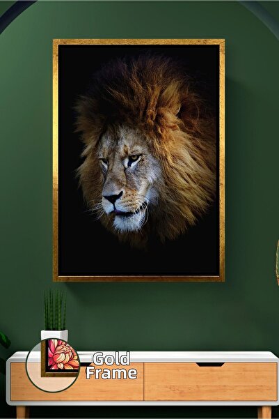 KOSS Dijital Black Background Lion Painting Animal Themed Decor Wild Life Con...